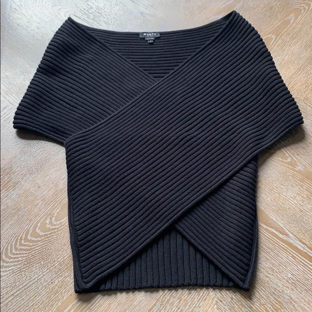 WORTH Ribbed Off-the-Shoulder Sweater Knit Top S - Picture 2 of 8